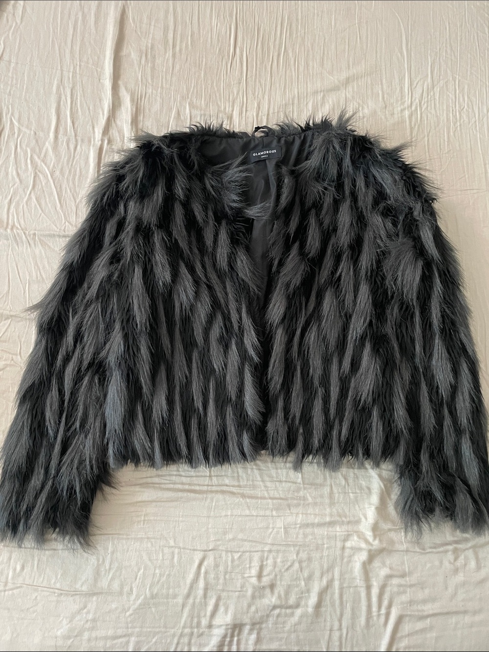 Glamorous Black Faux Fur Cropped Teddy Jacket